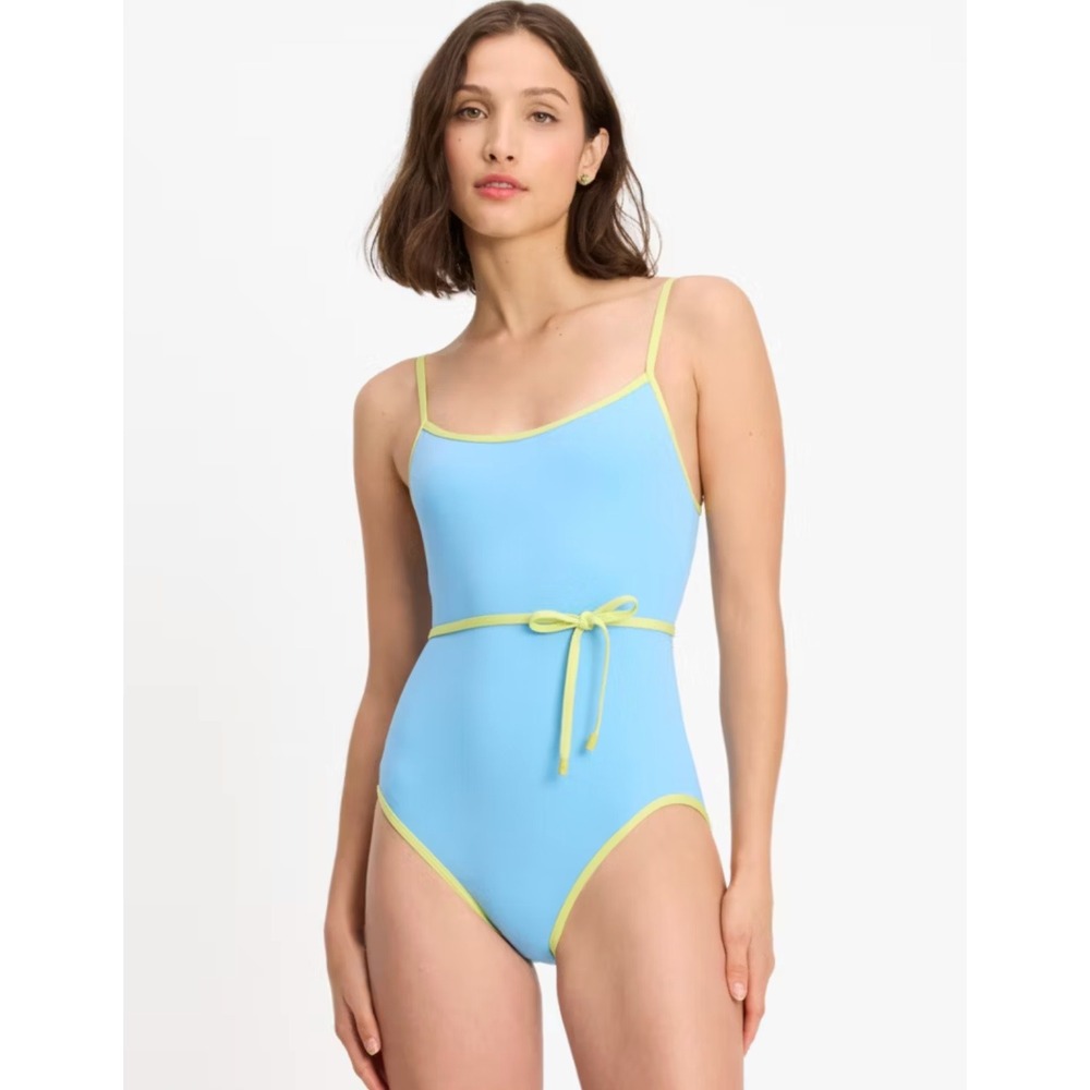 Kate‎ Spade One Piece Swimsuit NO BELT Large Blue Lime Green Beachwear